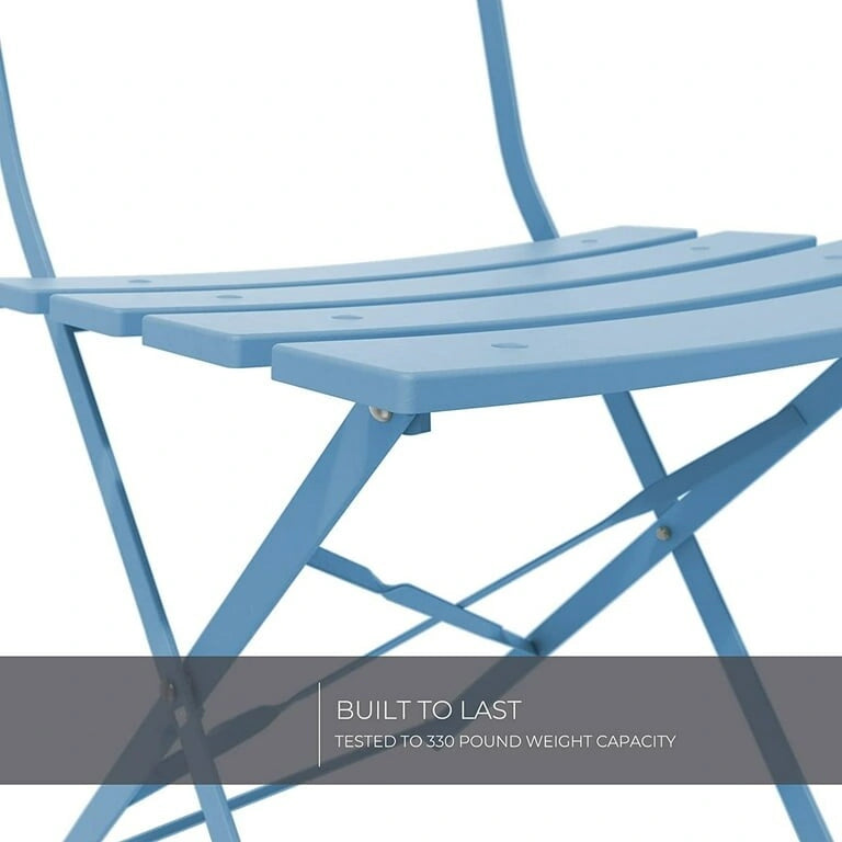 Premium Steel Patio Bistro Set, 3 Piece Patio Set of Foldable Patio Table and Chairs - N/A