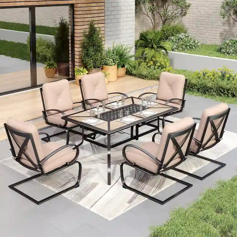 MAISON ARTS Spring Motion 7-piece Patio Dining Set