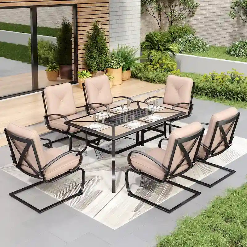 MAISON ARTS Spring Motion 7-piece Patio Dining Set