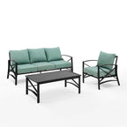 Crosley Kaplan 3Pc Outdoor Sofa Set - 119 W x 68.5 D x 32 H