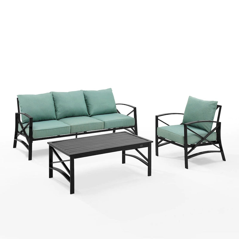 Crosley Kaplan 3Pc Outdoor Sofa Set - 119 W x 68.5 D x 32 H