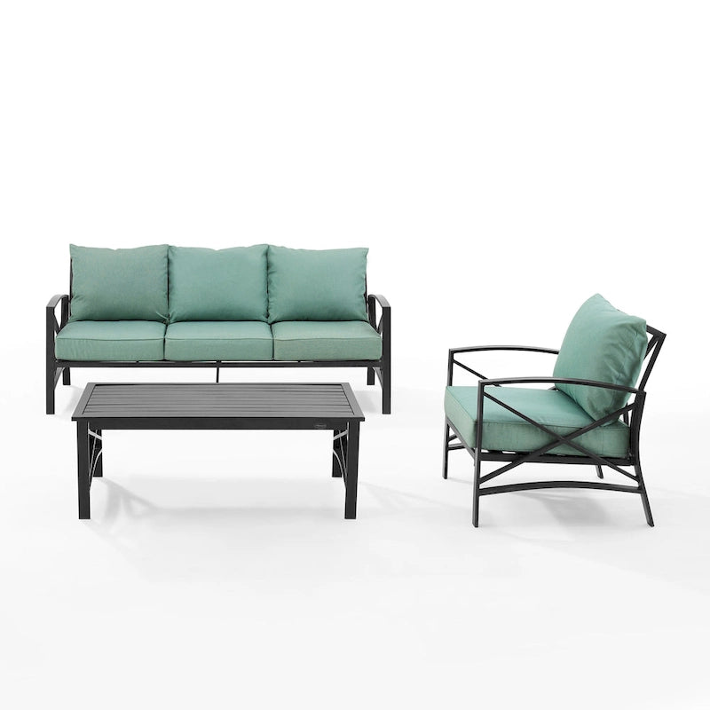 Crosley Kaplan 3Pc Outdoor Sofa Set - 119 W x 68.5 D x 32 H