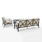 Crosley Kaplan 3Pc Outdoor Sofa Set - 119 W x 68.5 D x 32 H
