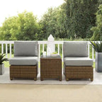 Crosley Bradenton 3Pc Outdoor Wicker Chair Set - Weathered Brown