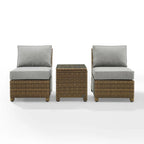 Crosley Bradenton 3Pc Outdoor Wicker Chair Set - Weathered Brown