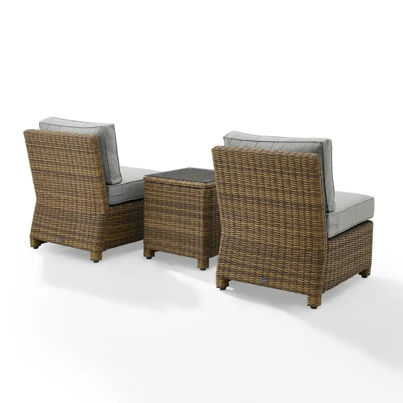 Crosley Bradenton 3Pc Outdoor Wicker Chair Set - Weathered Brown