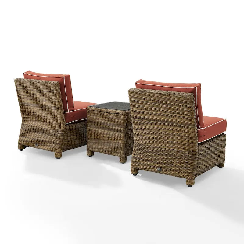 Crosley Bradenton 3Pc Outdoor Wicker Chair Set - Weathered Brown
