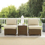 Crosley Bradenton 3Pc Outdoor Wicker Chair Set - Weathered Brown