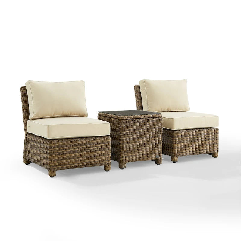 Crosley Bradenton 3Pc Outdoor Wicker Chair Set - Weathered Brown
