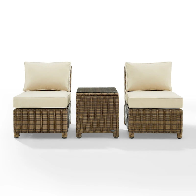 Crosley Bradenton 3Pc Outdoor Wicker Chair Set - Weathered Brown