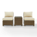 Crosley Bradenton 3Pc Outdoor Wicker Chair Set - Weathered Brown
