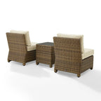 Crosley Bradenton 3Pc Outdoor Wicker Chair Set - Weathered Brown