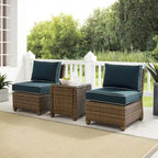 Crosley Bradenton 3Pc Outdoor Wicker Chair Set - Weathered Brown