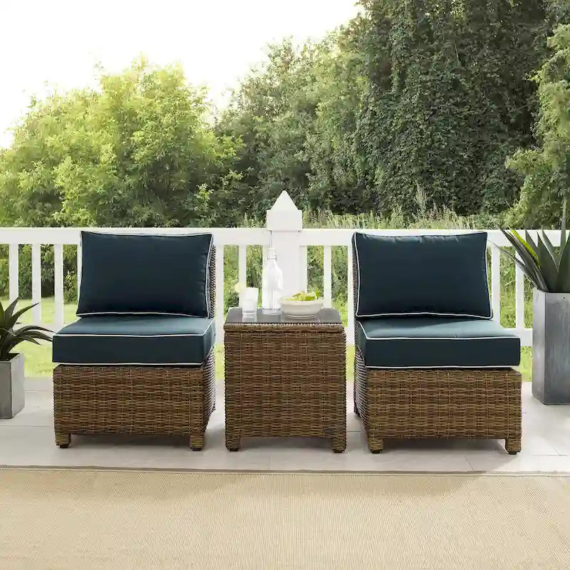 Crosley Bradenton 3Pc Outdoor Wicker Chair Set - Weathered Brown