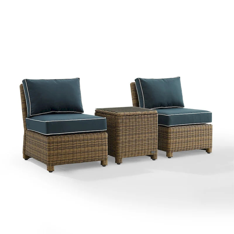 Crosley Bradenton 3Pc Outdoor Wicker Chair Set - Weathered Brown