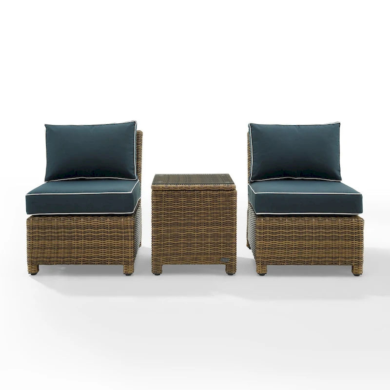Crosley Bradenton 3Pc Outdoor Wicker Chair Set - Weathered Brown