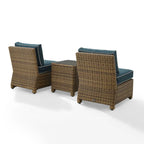 Crosley Bradenton 3Pc Outdoor Wicker Chair Set - Weathered Brown