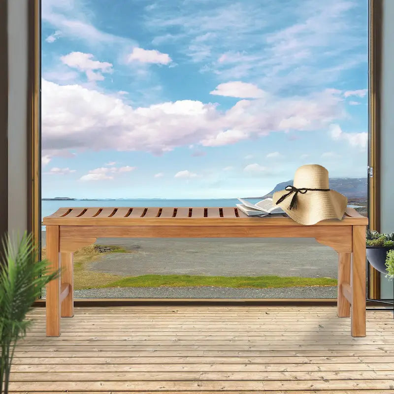 Chic Teak Santa Monica Outdoor Teak Wood Backless Bench, 4 foot
