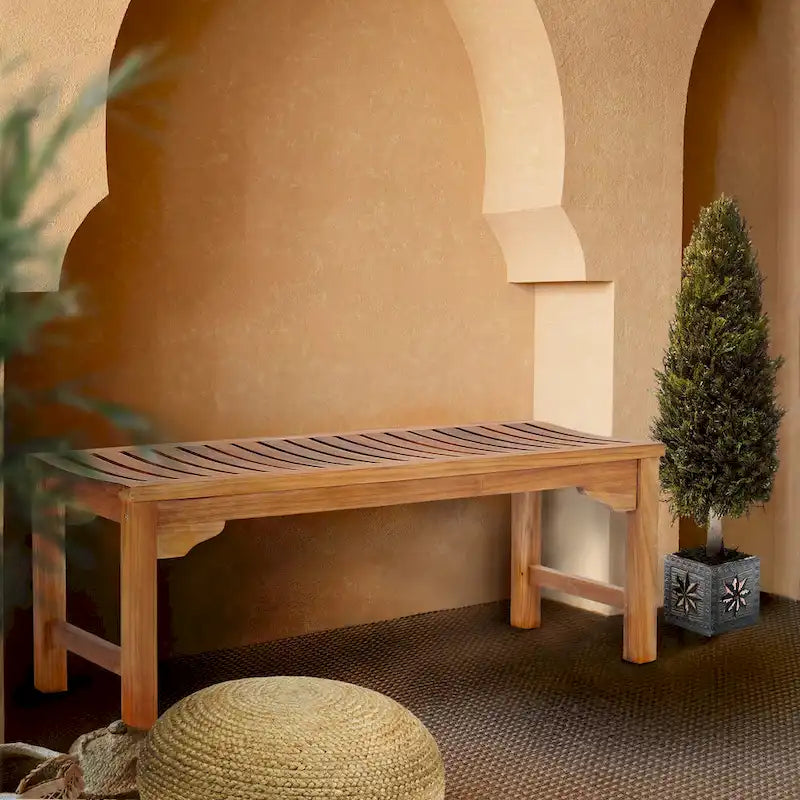 Chic Teak Santa Monica Outdoor Teak Wood Backless Bench, 4 foot