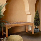 Chic Teak Santa Monica Outdoor Teak Wood Backless Bench, 4 foot