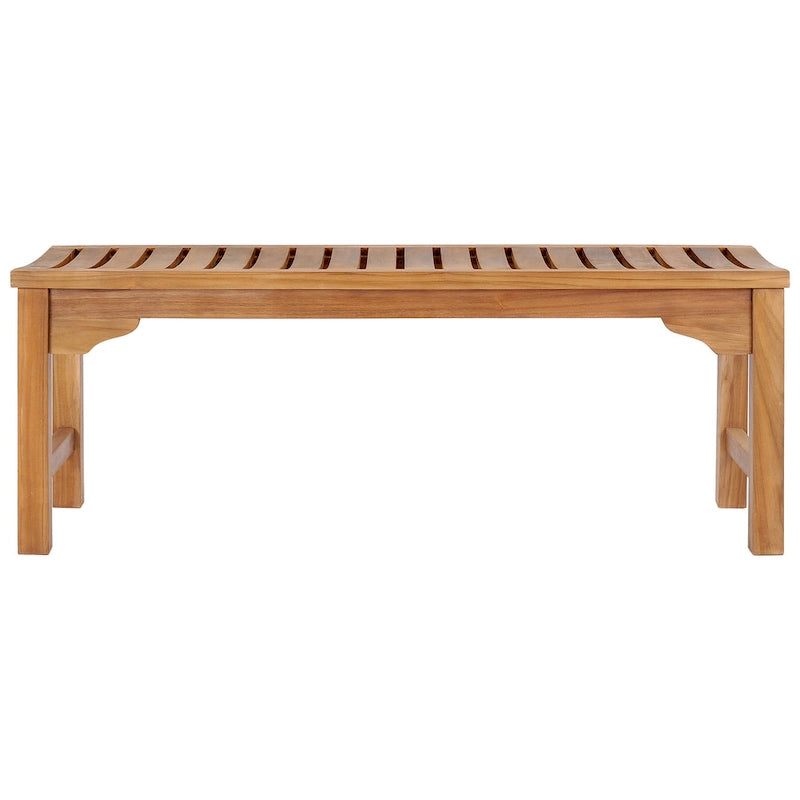 Chic Teak Santa Monica Outdoor Teak Wood Backless Bench, 4 foot