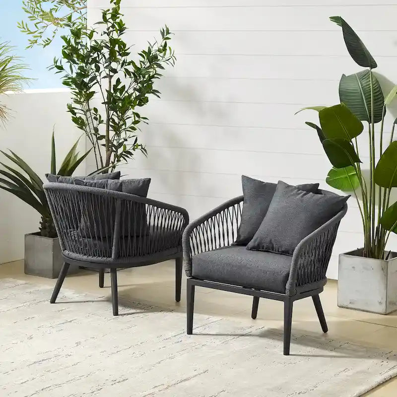 Dover 2Pc Indoor/Outdoor Rope Armchair Set - 23.25    x28.88    x30.25    