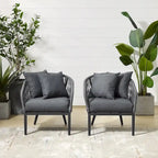 Dover 2Pc Indoor/Outdoor Rope Armchair Set - 23.25    x28.88    x30.25