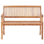 Chic Teak Castle Outdoor Teak Wood Patio & Garden Bench with Arms, 4 foot