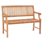 Chic Teak Castle Outdoor Teak Wood Patio & Garden Bench with Arms, 4 foot