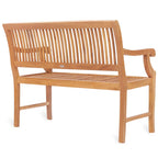 Chic Teak Castle Outdoor Teak Wood Patio & Garden Bench with Arms, 4 foot
