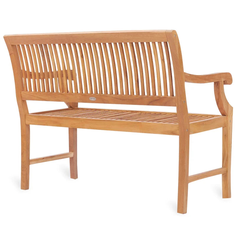 Chic Teak Castle Outdoor Teak Wood Patio & Garden Bench with Arms, 4 foot