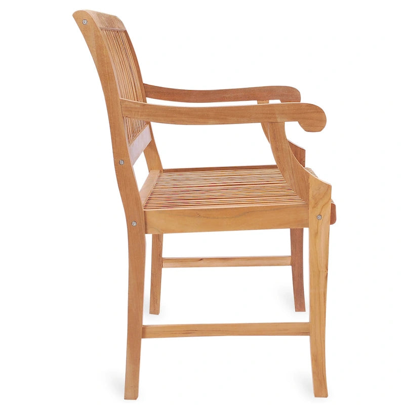 Chic Teak Castle Outdoor Teak Wood Patio & Garden Bench with Arms, 4 foot