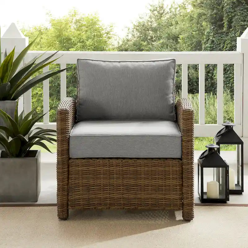 Crosley Bradenton Outdoor Wicker Armchair - 30.5     W x 35     D x 32.5     H