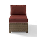 Crosley Bradenton Outdoor Wicker Sectional Center Chair with Sangria Cushions - 25 W x 31.5 D x 32.5 H