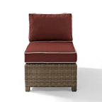 Crosley Bradenton Outdoor Wicker Sectional Center Chair with Sangria Cushions - 25 W x 31.5 D x 32.5 H