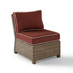 Crosley Bradenton Outdoor Wicker Sectional Center Chair with Sangria Cushions - 25 W x 31.5 D x 32.5 H