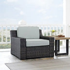 Beaufort Outdoor Espresso All-Weather Wicker Arm Chair with Mist Cushions - 37 W x 37 D x 31.5 H