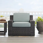 Beaufort Outdoor Espresso All-Weather Wicker Arm Chair with Mist Cushions - 37 W x 37 D x 31.5 H