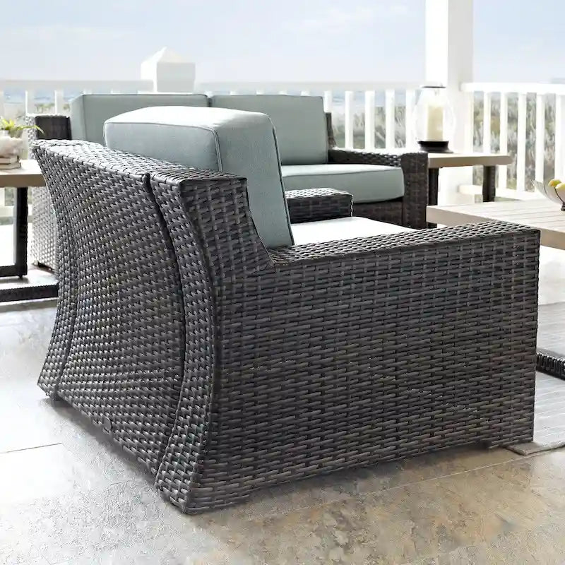 Beaufort Outdoor Espresso All-Weather Wicker Arm Chair with Mist Cushions - 37 W x 37 D x 31.5 H