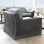 Beaufort Outdoor Espresso All-Weather Wicker Arm Chair with Mist Cushions - 37 W x 37 D x 31.5 H