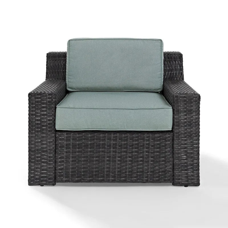 Beaufort Outdoor Espresso All-Weather Wicker Arm Chair with Mist Cushions - 37 W x 37 D x 31.5 H