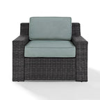 Beaufort Outdoor Espresso All-Weather Wicker Arm Chair with Mist Cushions - 37 W x 37 D x 31.5 H