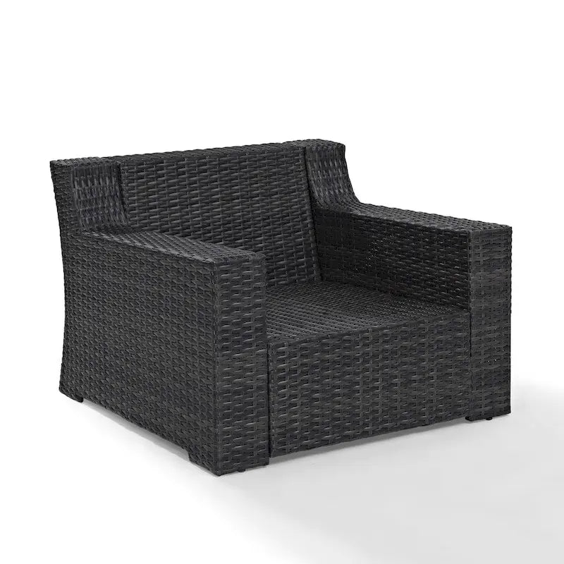 Beaufort Outdoor Espresso All-Weather Wicker Arm Chair with Mist Cushions - 37 W x 37 D x 31.5 H