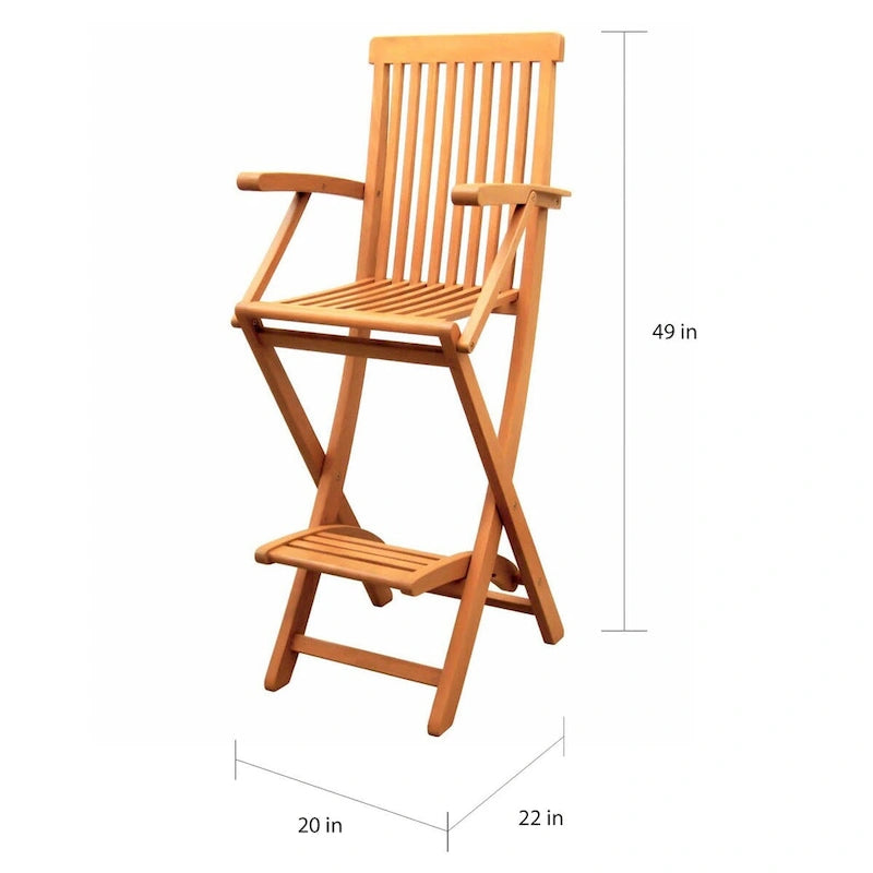 Royal Tahiti Bar-Height Folding Arm Chair (Set of 2)