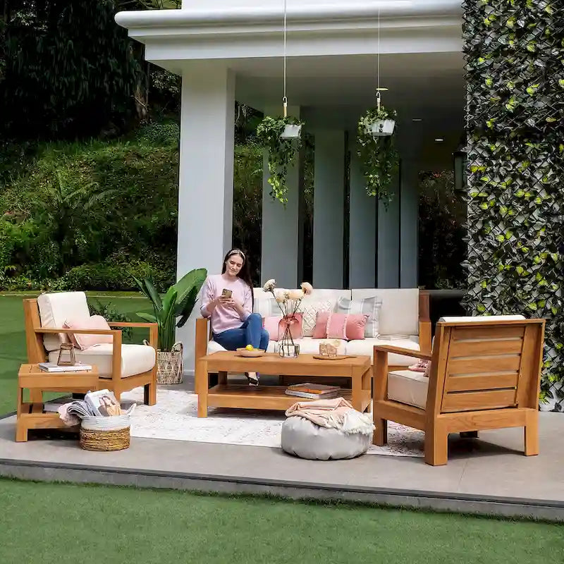 Cambridge Casual Logan 3-piece Teak Outdoor Set with Sunbrella Cushion