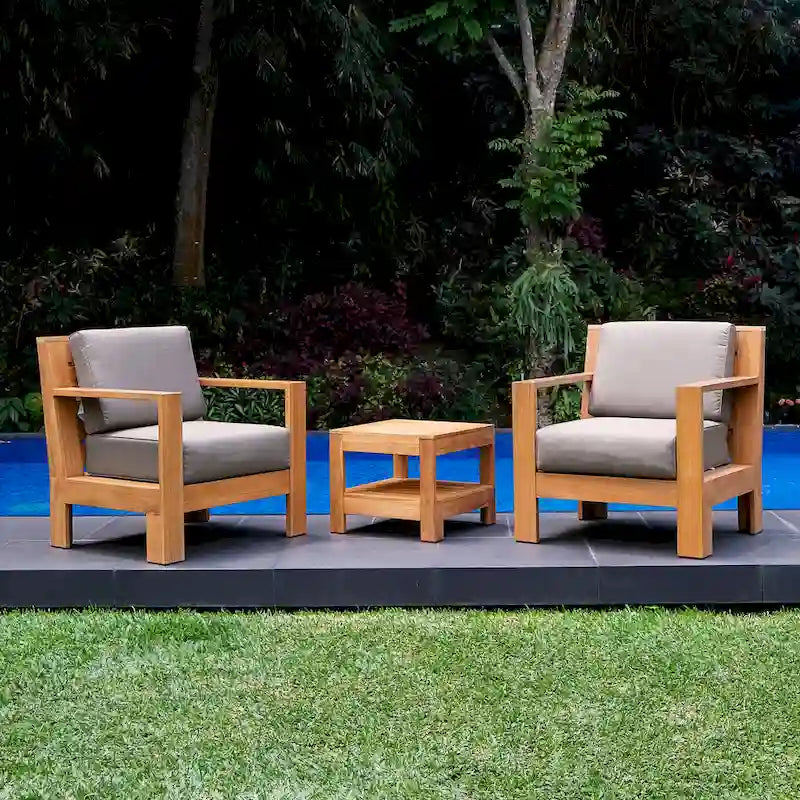 Cambridge Casual Logan 3-piece Teak Outdoor Set with Sunbrella Cushion