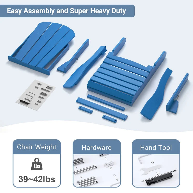 Folding Adirondack Chair,Patio Outdoor Chairs All-Weather Proof HDPE Resin for BBQ Beach