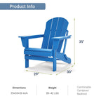 Folding Adirondack Chair,Patio Outdoor Chairs All-Weather Proof HDPE Resin for BBQ Beach