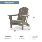 Folding Adirondack Chair,Patio Outdoor Chairs All-Weather Proof HDPE Resin for BBQ Beach