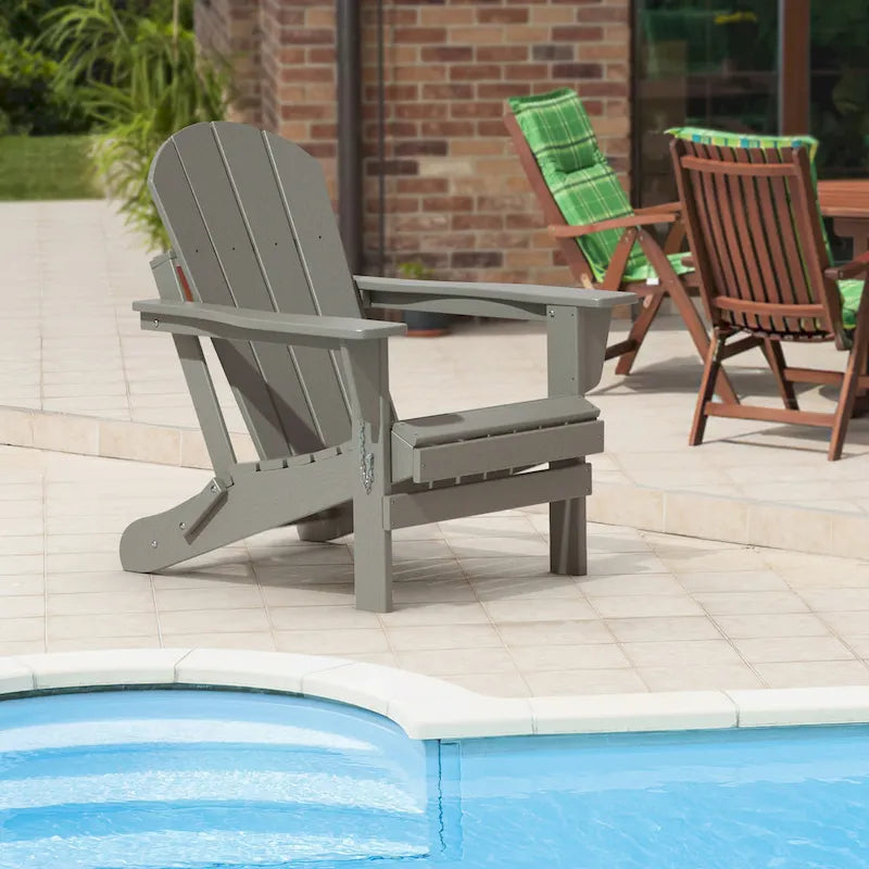 Folding Adirondack Chair,Patio Outdoor Chairs All-Weather Proof HDPE Resin for BBQ Beach